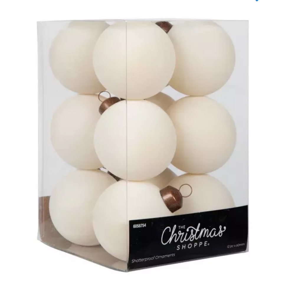 2024 Viral Hobby Lobby Flocked Ornaments - Cream